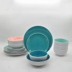 Pink Green Craftsman Ceramic Dinnerware Sets 16 Piece Dinner Set