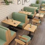 Double Side High Back Commercial Cafeteria Furniture Leather Restaurant Booth