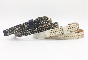 Quality Light Weight Womens Studded Leather Belt With Gold Buckle 3/4&quot; Width wholesale