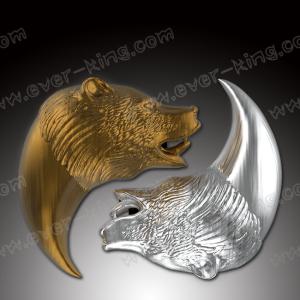 Quality Silver Golden Collections Bear Head Zinc Alloy Medal Label wholesale