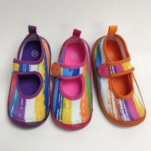 Quality TPR Kids Aqua Shoes , Rainbow Printed Lightweight Water Shoes wholesale