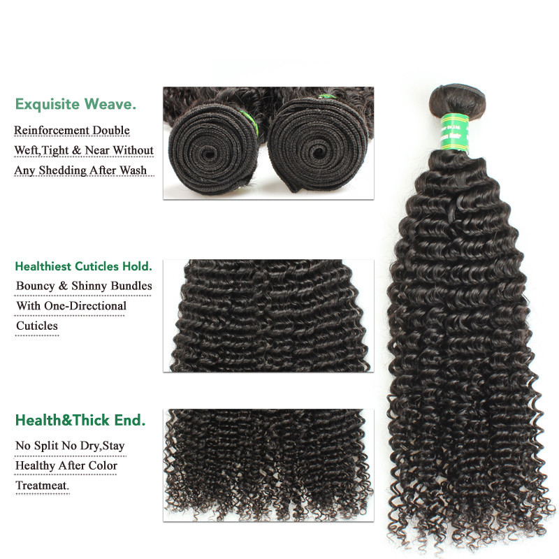 Easy to dye real mink virgin brazilian hair bundles, Curly malaysian hair weft