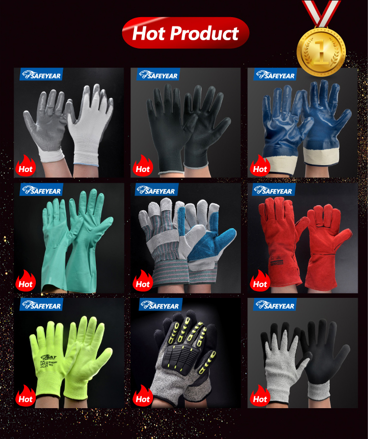 Non Slip Power Grip 7'' Safety Working Gloves 8in Latex Coated Gloves