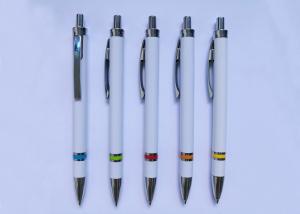 Quality Metal Clip Plastic Promotional Pen in white color with customized logo or silk printing wholesale