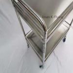SUS Two Shelves Movable Medical Trolley Cart Portable