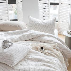Quality 100% Pure Linen Duvet Cover Set 3Pcs Striped Washed Natural Flax Bedding Set wholesale