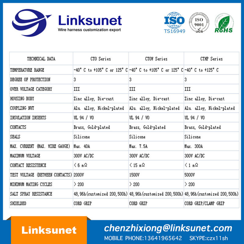 Four Point Crimp Type CTO Circular Connector Cable Assembly High Flex For New Energy Vehicles