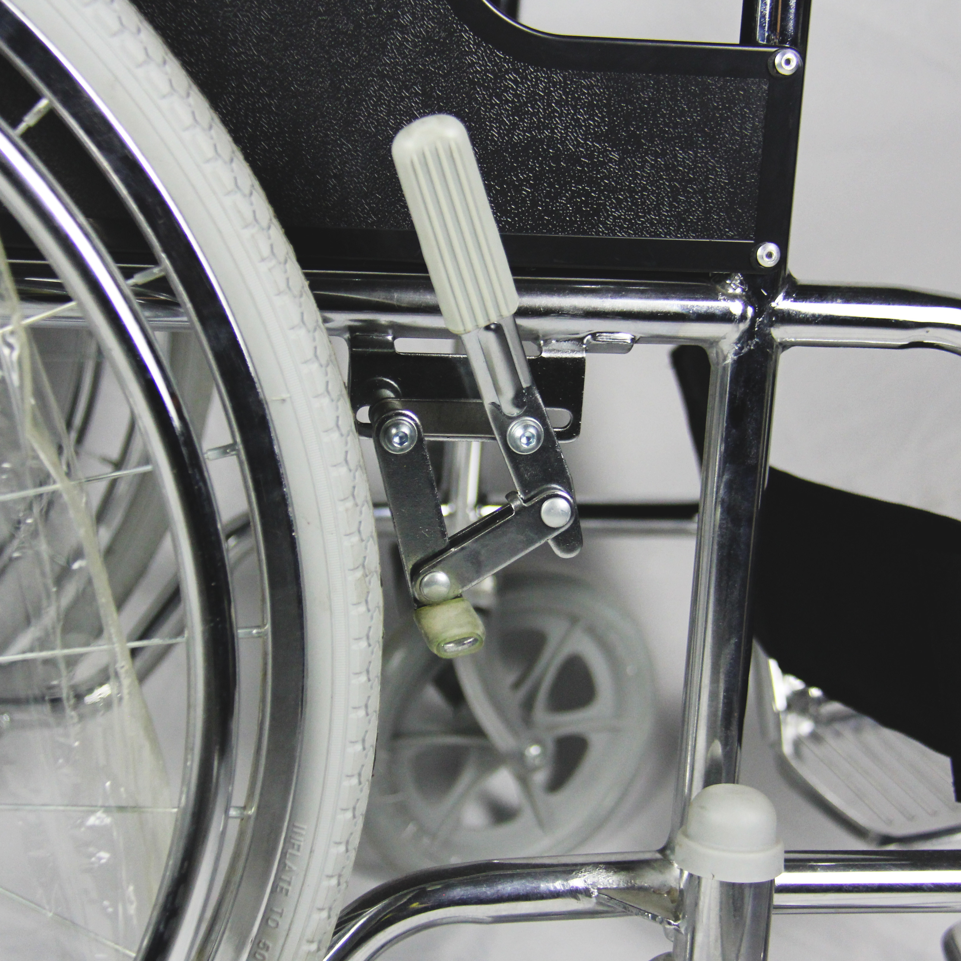Chromed Frame Folding Steel Wheelchair With Double Cross Bar