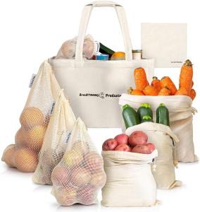 Quality ISO9000 SGS Organic Cotton Drawstring Bags Reusable Mesh Produce Bags 40cm wholesale