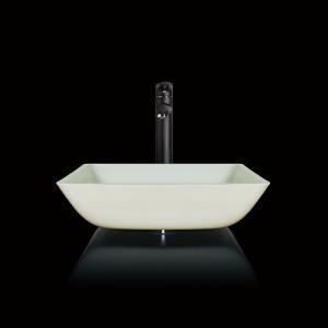 Quality Super Clear Bathroom Wash Basins Tempered Glass White Seamless Square Sink Bowl wholesale