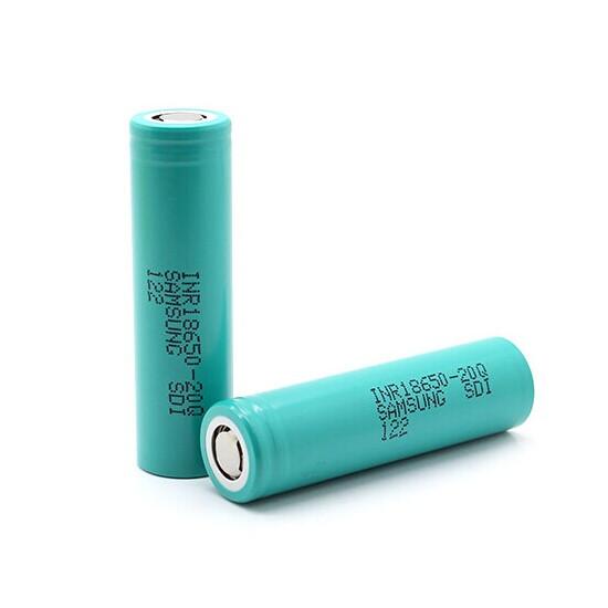 Samsung INR18650-20Q 2000mAh (green) flat top 3.7V Li-ion rechargeable battery