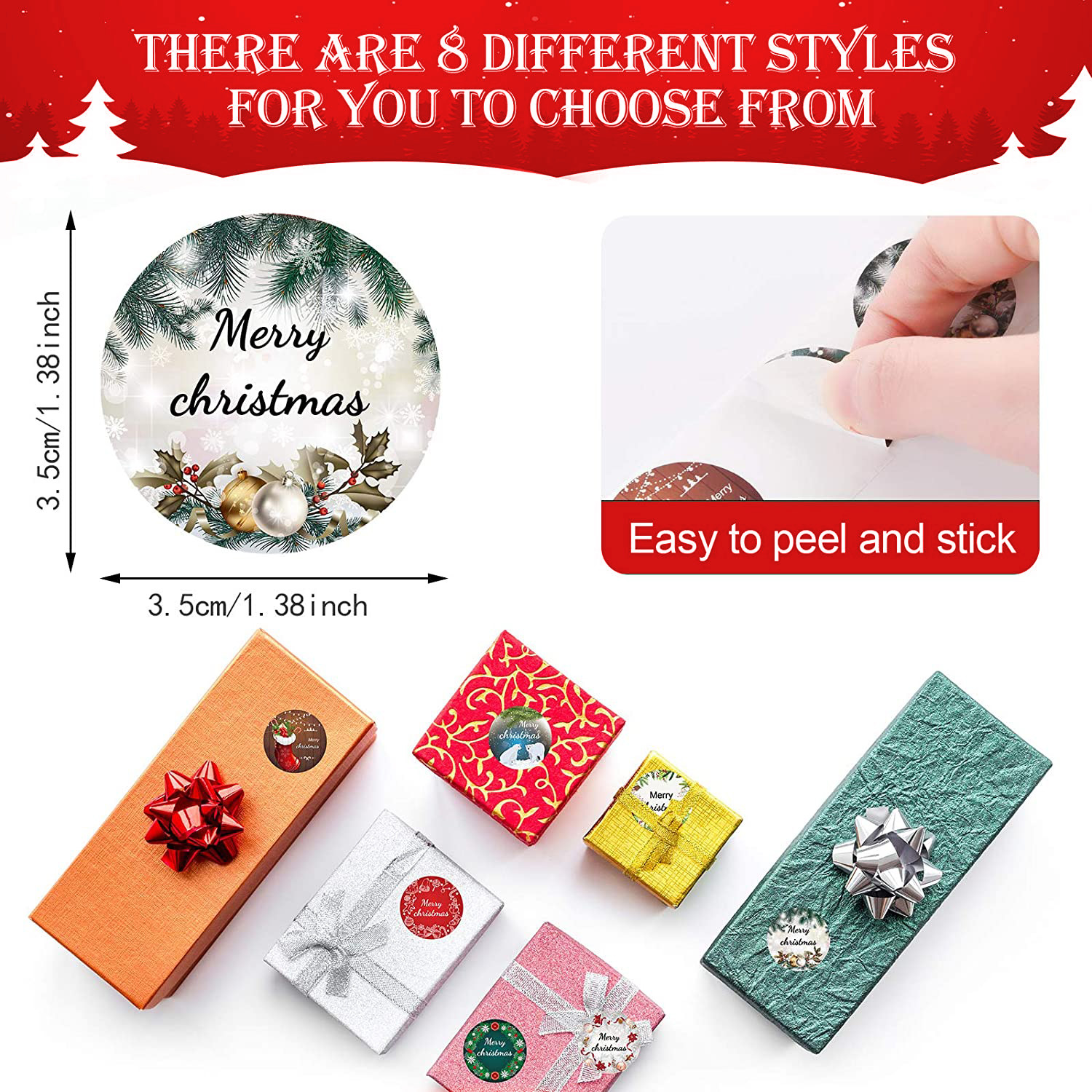 Scratch Off CMYK Round Sticker Labels Merry Christmas And Happy New Year Stickers