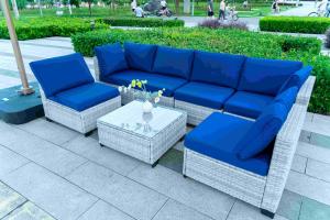 Quality Outdoor furniture rattan living room sofa woven balcony combination rattan chair booth leisure bar home wholesale