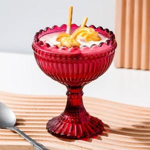 Quality 160ml Glass Kitchen Wares 5.6 Oz Vintage Ice Cream Coloured Glass Sundae Dishes wholesale