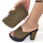 Turkey or Dubai Ladies Hand Bags and Shoes Set in Italian Leather with 9.5CM