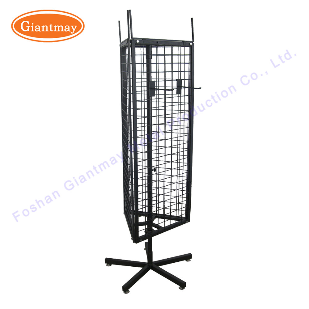 3 Sided Metal Shelf Revolving Stand Wire Rotating Display Rack