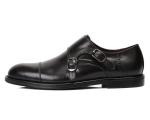 Black Mens Monk Strap Shoes , Goodyear Leather Shoes With Buckle