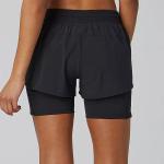 Quick Dry Double Layer Active Yoga Shorts Breathable 2 Pieces Tennis Shorts