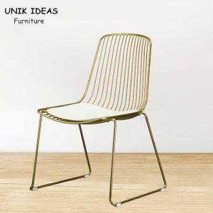 Quality 83cm Gold Wire Dining Chairs Black Cafe Garden Restaurant Outdoor Indoor wholesale