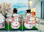 Christmas decorations illuminated snowman Santa Claus Hotel shopping mall layout