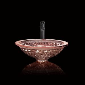 Quality Funnel Shaped Rose Gold Bathroom Sink Crystal Chromed 450mm Length wholesale