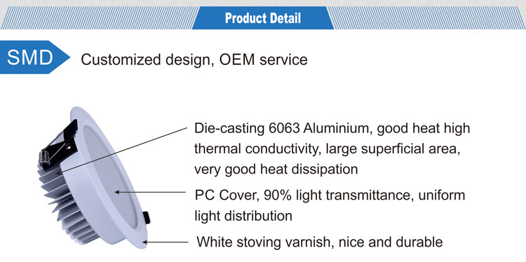 15W smd LED downlight dimmable