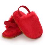 Rubber sole wholesale cheap fur upper prewalker outdoor infant girl baby sandals