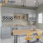 Modern White Shaker Kitchen Cabinets With Laminated Half Bullnose Countertop