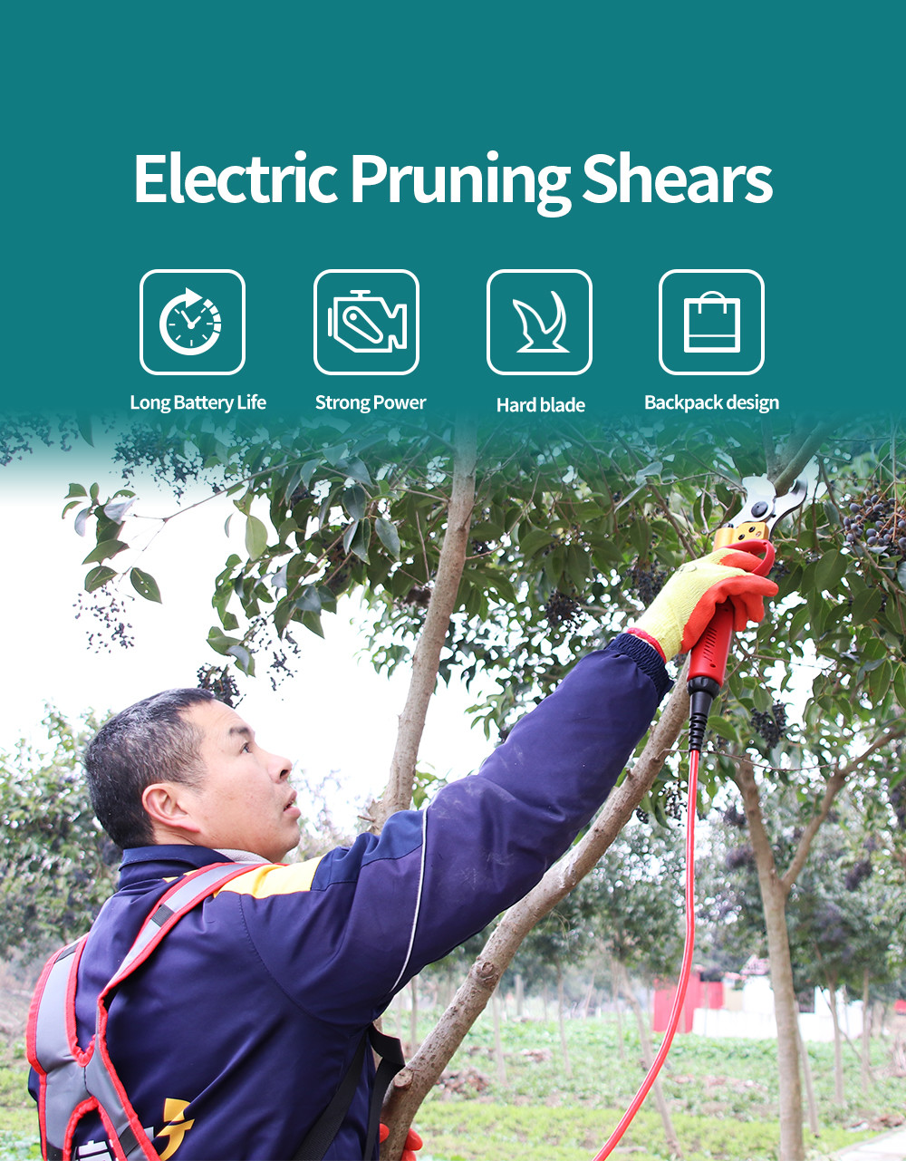 43.2V Lithium Battery Electric Pruning Scissors Charging Garden Bypass Electric Pruning Shears