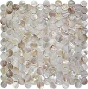 Quality Round Mother Of Pearl Bathroom Tiles Fresh Water Seashell Decor 2mm Thickness wholesale