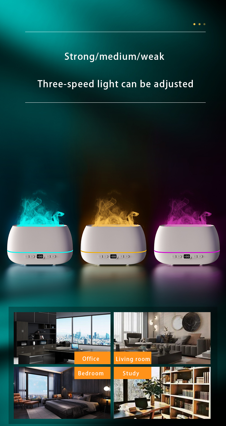 2023 New Design Ultrasonic Flame Diffuser 200ml RGB Light Flame Humidifier With Remote Controller Aroma Diffuser For Household