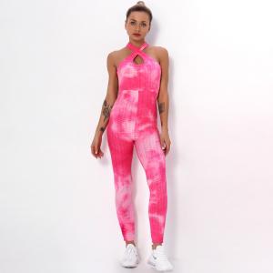 Quality Sexy cross-tie-dyed back yoga suit women's fitness bubble multi-colored Onesie wholesale