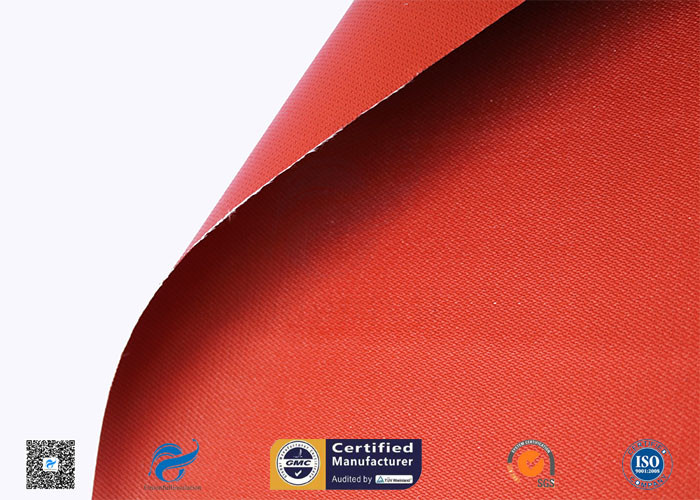 0.46 mm Red Fire Resistance Insulation Silicone Coated Glass Fiber Fabric