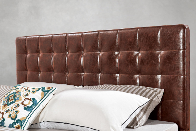 Leather / Fabric Upholstered Headboard Bed for Hotel Bedroom interior Furniture with Wooden nighstand in Cheap price
