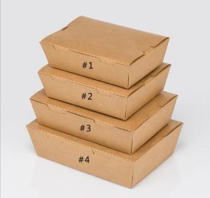 Quality Rectangle Disposable White Kraft Printing Paper Borad Packaging Stand Up Lunch Box wholesale