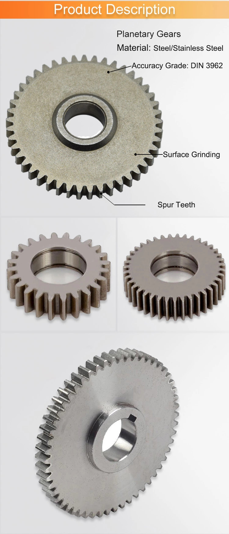 Cnc Machining Crane Spare Parts Stainless Steel Big Spur Helical Gear Wheel