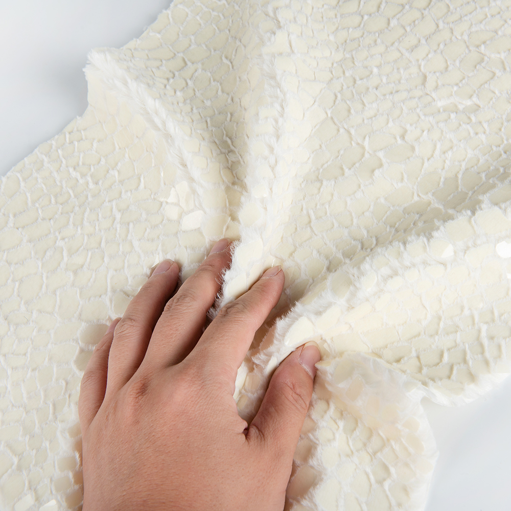 Brushed Pattern Sparkling Sequins Polyester PV Plush Fabric for Soft Toys and Home Textiles 100% Polyester
