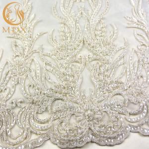 Quality White Embroidered Lace Fabrics 20% Polyeter Handmade Water Soluble\ wholesale
