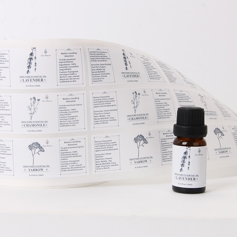 Cmyk Ampoules Kraft Paper Sticker Labels For Essential Oil Bottle