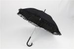 Black Bridal Lace Ladies Windproof Umbrella Fiberglass Frame Custom Colors