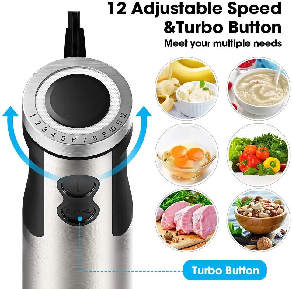 Turbo Speed Stainless Steel Hand Held Blender With Two Release Button