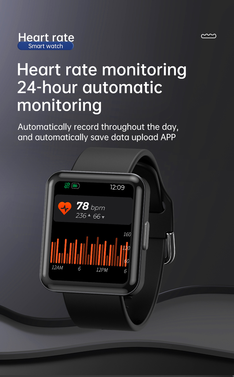 HD 1.7-Inch Large Screen 180 Ma, Body Temperature, Heart Rate, Blood Pressure, Blood Oxygen Monitoring Q333 Smart Watch