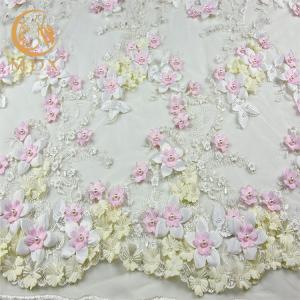 Quality Luxury African Bridal Lace Fabrics Knitted Handwork Multicolor Flowers wholesale