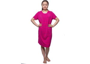 Quality Breathable Ladies Summer Stripped Pajamas Viscose / Elasthan Short Sleeveless wholesale