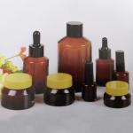 150mm Height 50g Frosted Amber Cosmetic Glass Jars With Lids