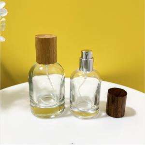 Quality Bamboo Wooden Cap Small Glass Perfume Spray Bottles 30ml 50ml 100ml wholesale