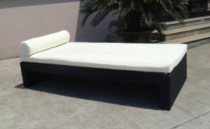 Quality Black Rattan Sun Lounger , Outdoor Square Beach Lounge Chair wholesale