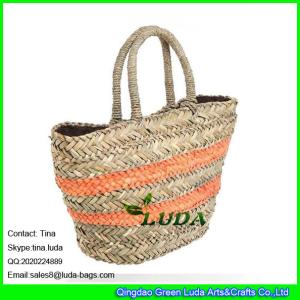 Quality LUDA striped seagrass straw lady shop handbag wholesale