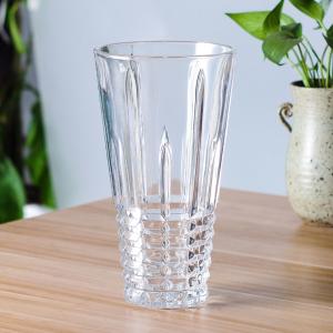 Quality 25cm 9 Inch Tall Cylinder Glass Flower Vase Transparent Clear Diamond Designs wholesale