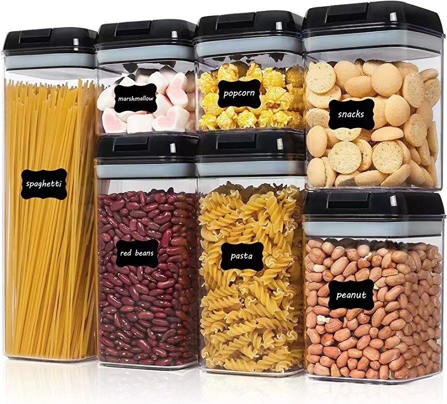 7 Pieces BPA Free Airtight Food Storage Containers Plastic Cereal Containers with Easy Lock Lids